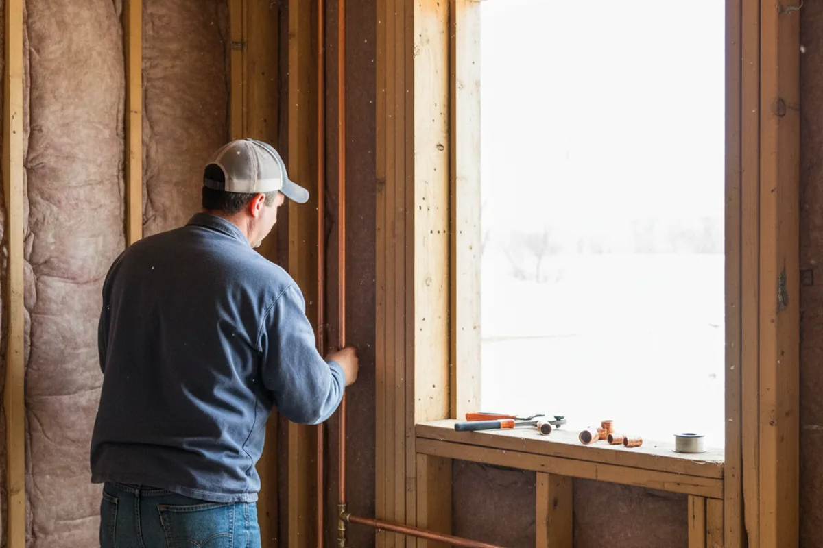 Licensed plumber running new copper supply lines in a Pattersonville home