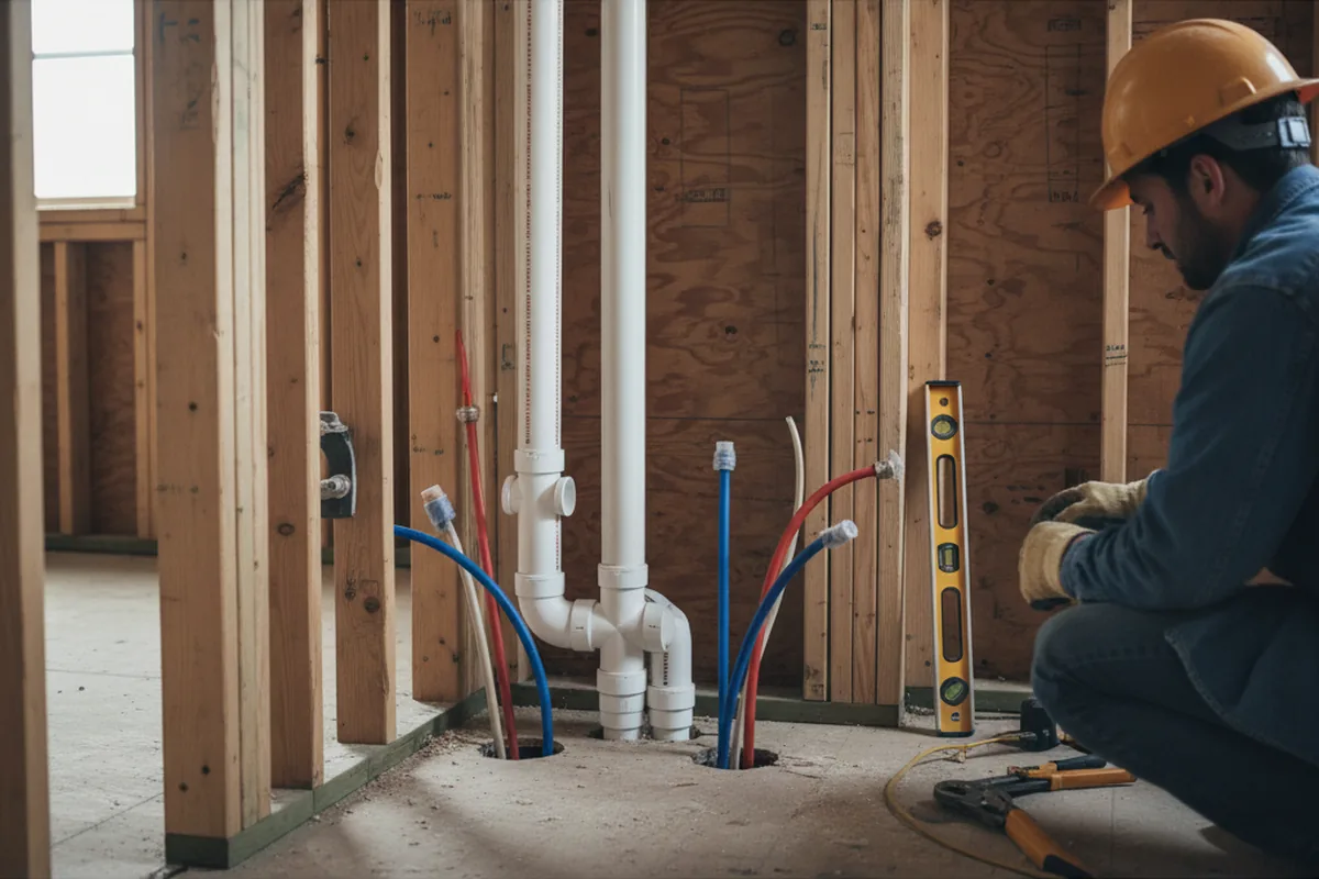 Drain and supply rough-in during Leak Detection in Pattersonville