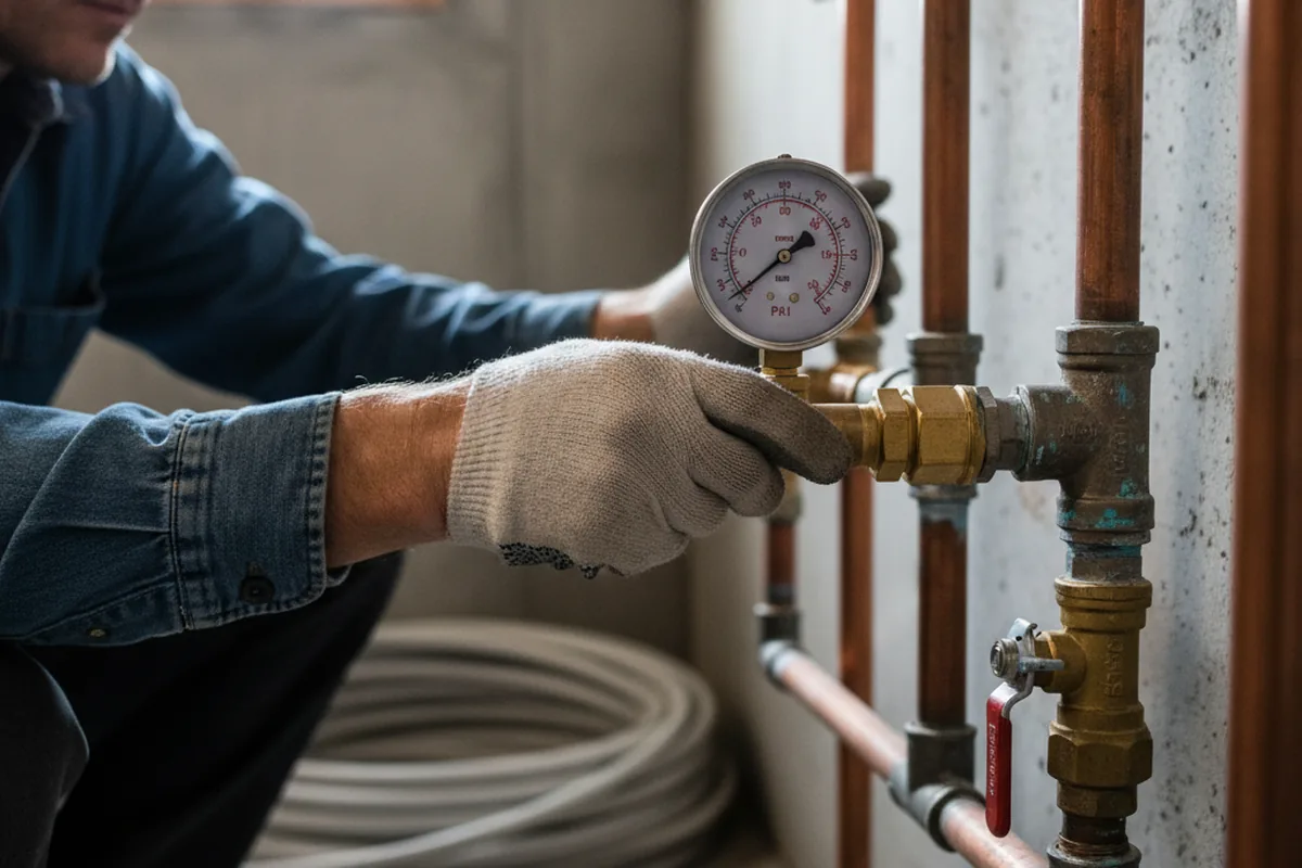 Pressure testing a repaired line during Water Line Repair in Pattersonville